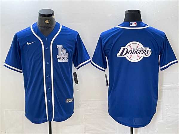 Mens Los Angeles Dodgers Team Big Logo Blue Cool Base Stitched Baseball Jersey->los angeles dodgers->MLB Jersey